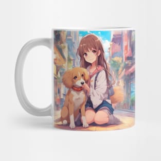 Anime Girl with a cute Dog #005 Mug